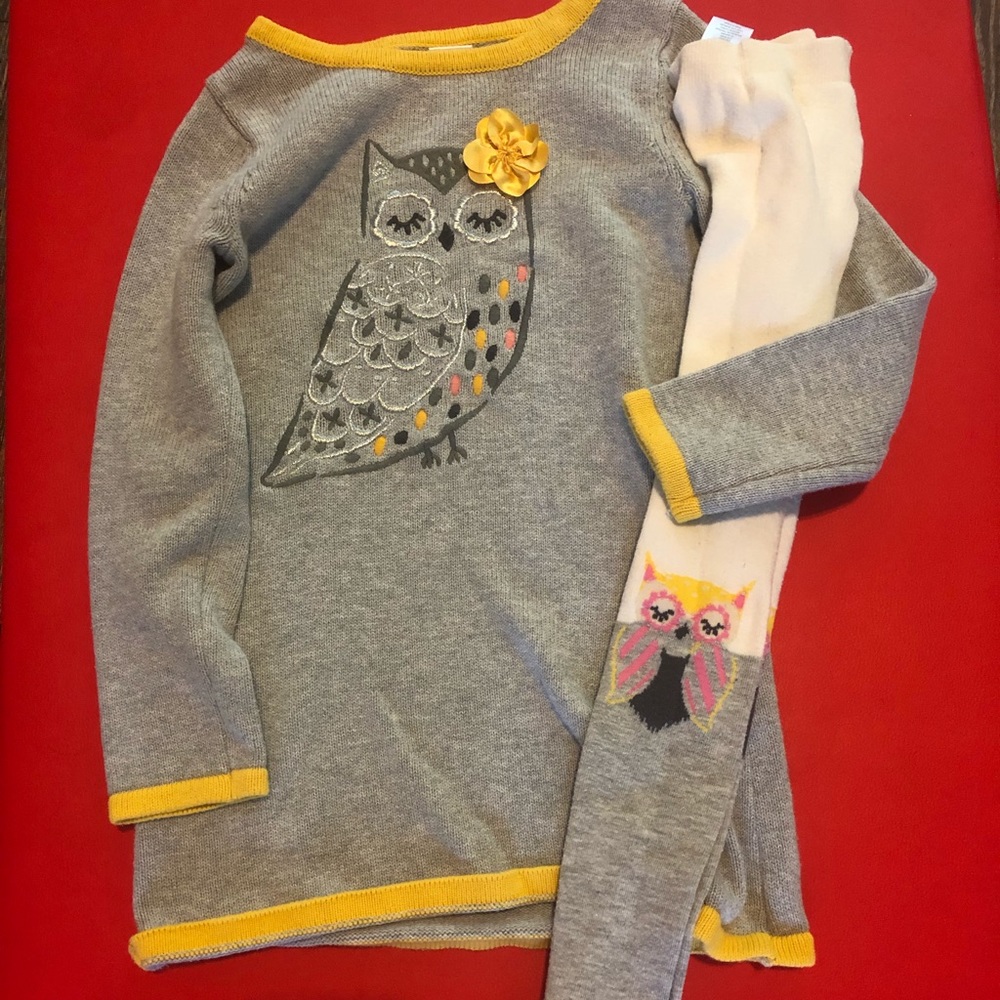 Gymboree sweater dress and tights.